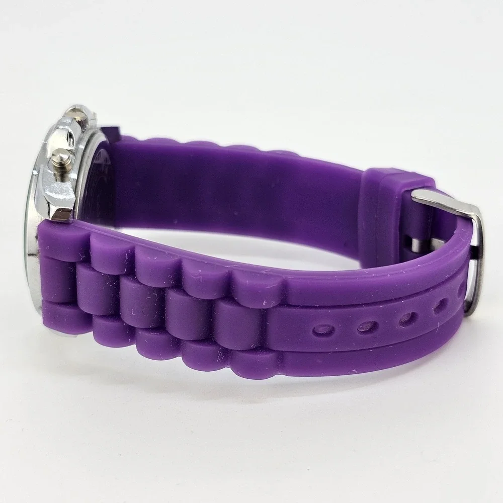 38MM Women's Watch Purple Dial‎ Purple Plastic Bands New Battery